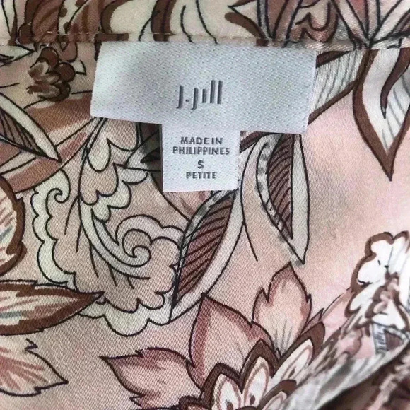 J Jill Women’s Small Petite Pink Floral Tunic Blouse Vneck L/S - Picture 8 of 8